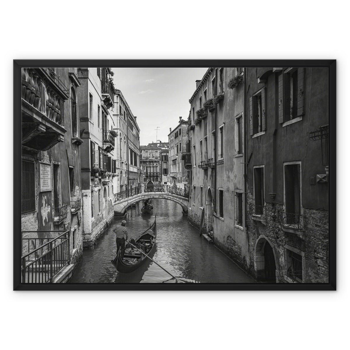 Venice Canals B&W Framed Canvas