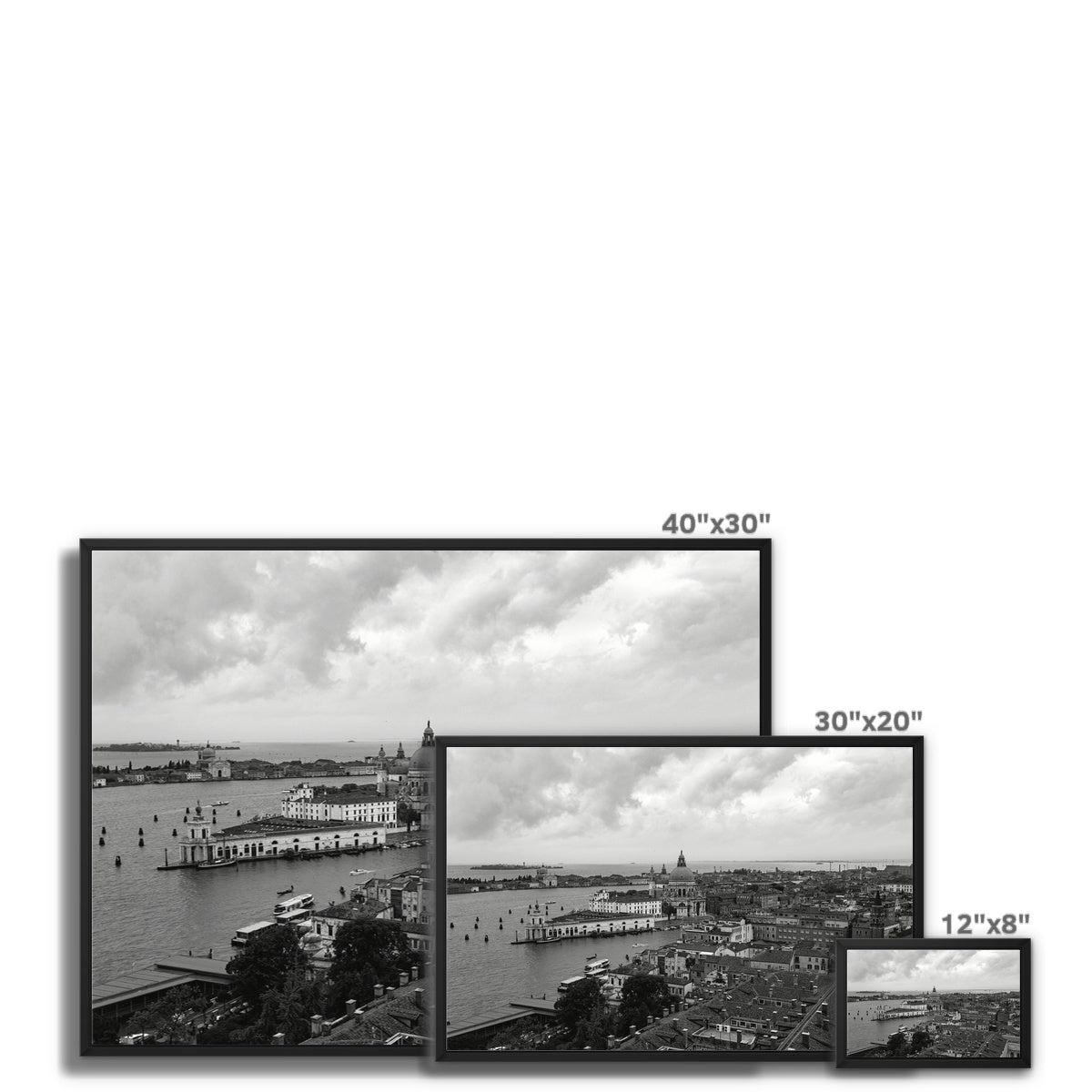 Venice Views B&W Framed Canvas