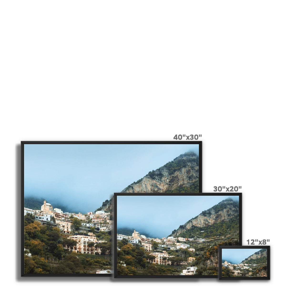 Positano Clouds Framed Canvas