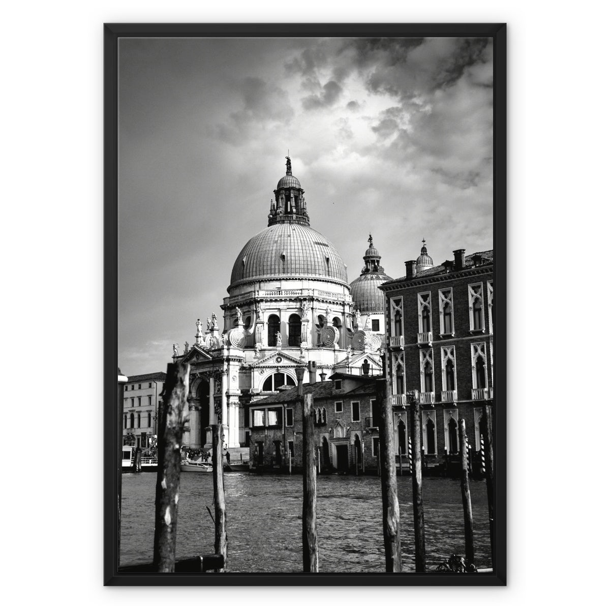Venice Basilica B&W Framed Canvas