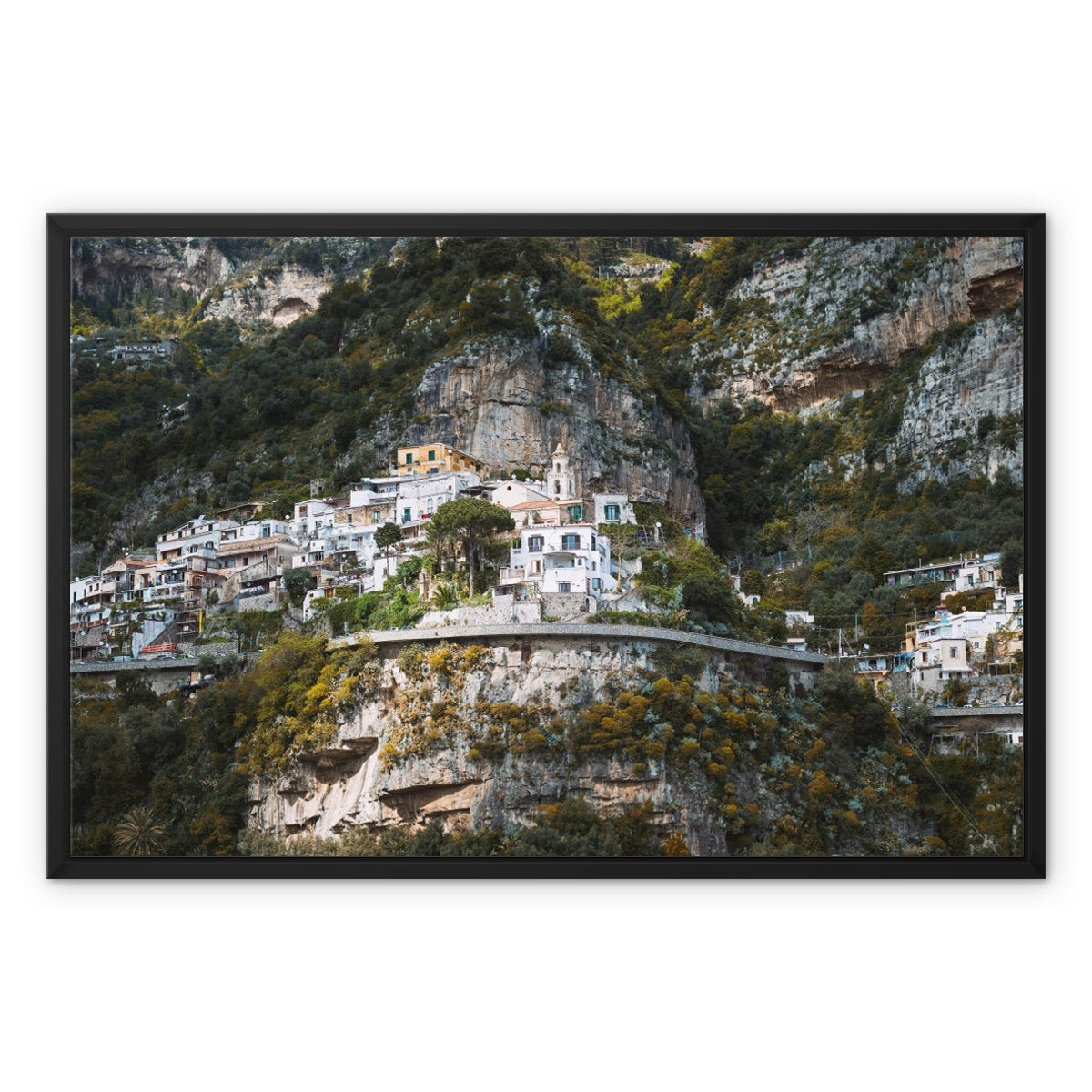 Positano Cliffs Framed Canvas