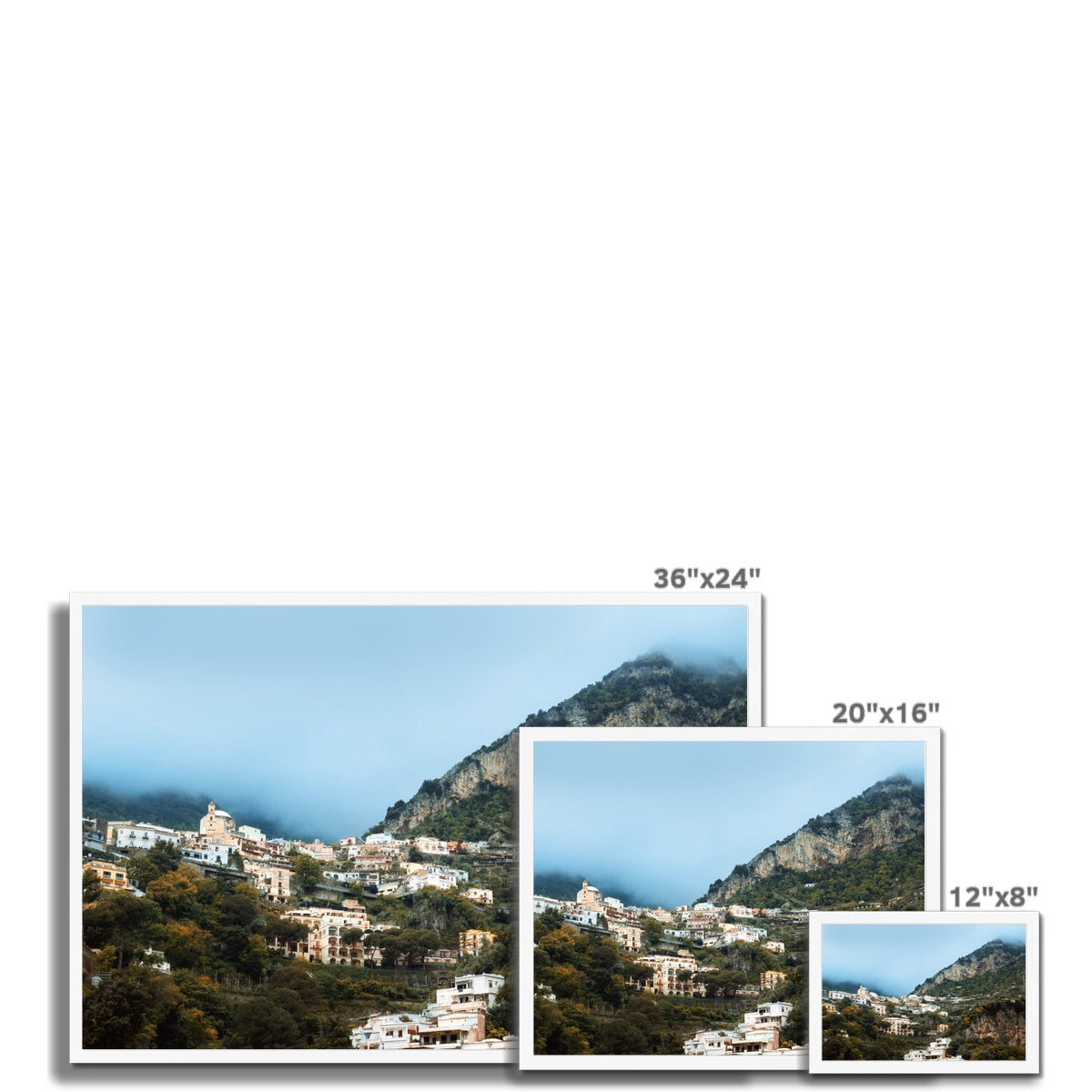 Positano Clouds Framed Print