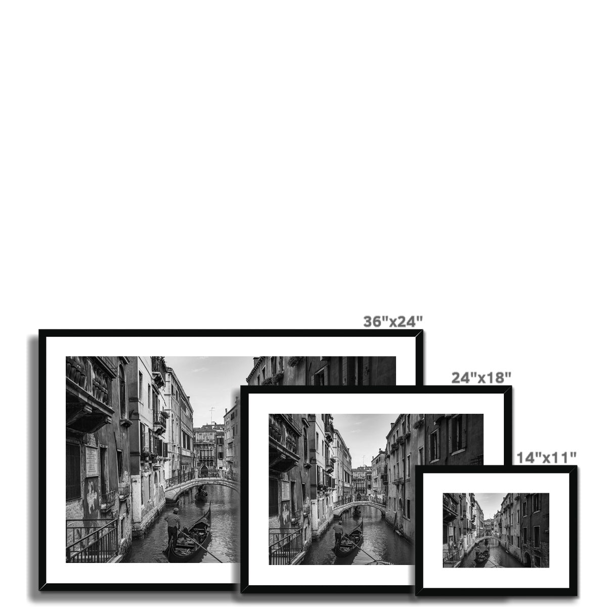 Venice Canals B&W Framed & Mounted Print