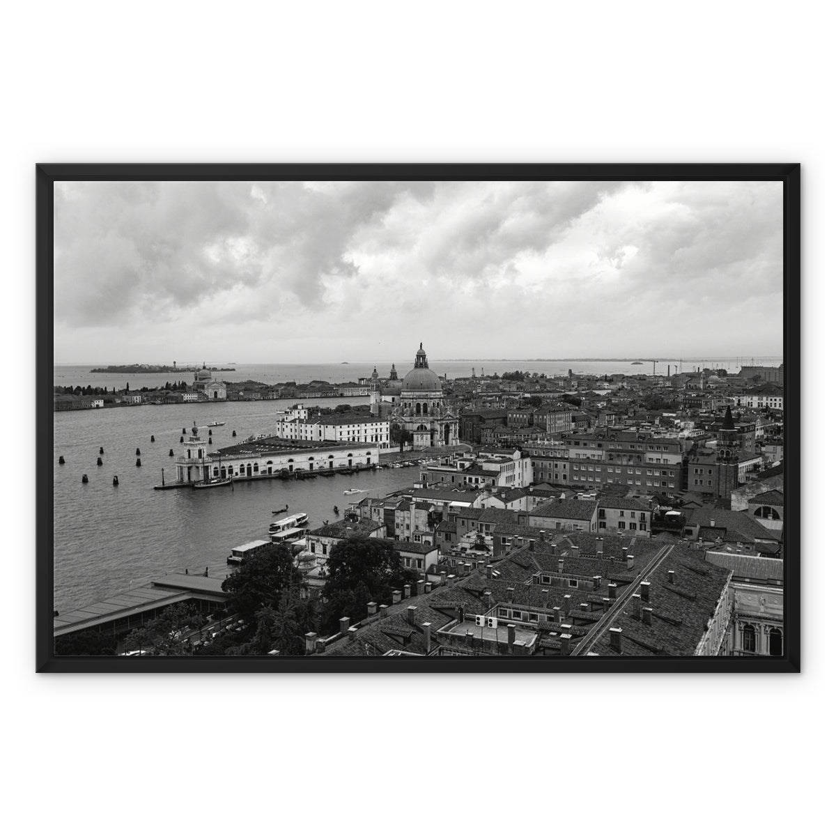 Venice Views B&W Framed Canvas
