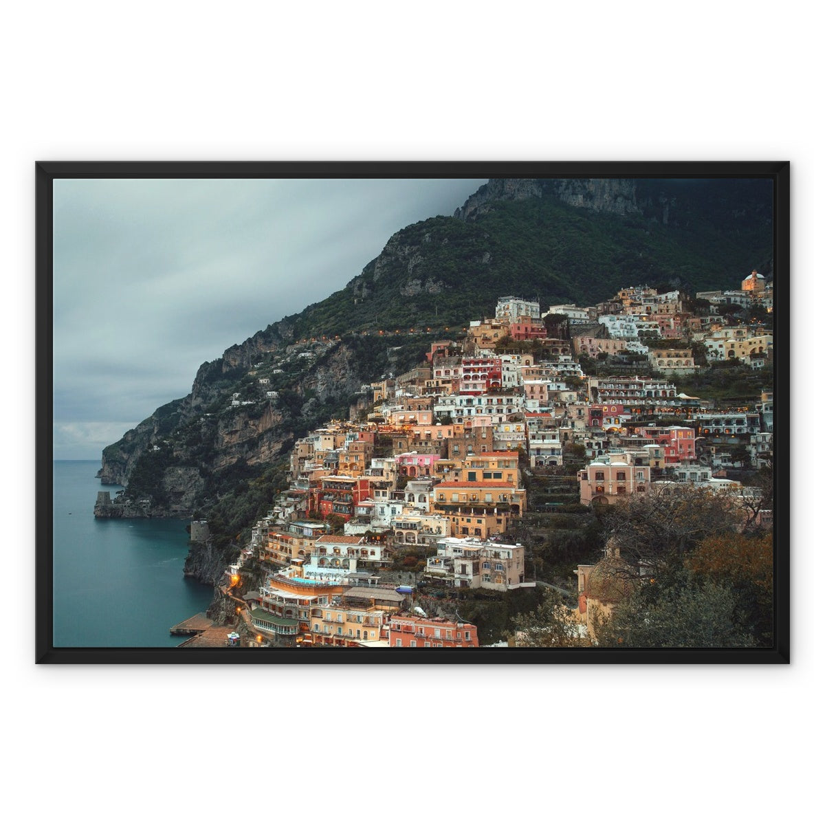 Positano Dusk Framed Canvas