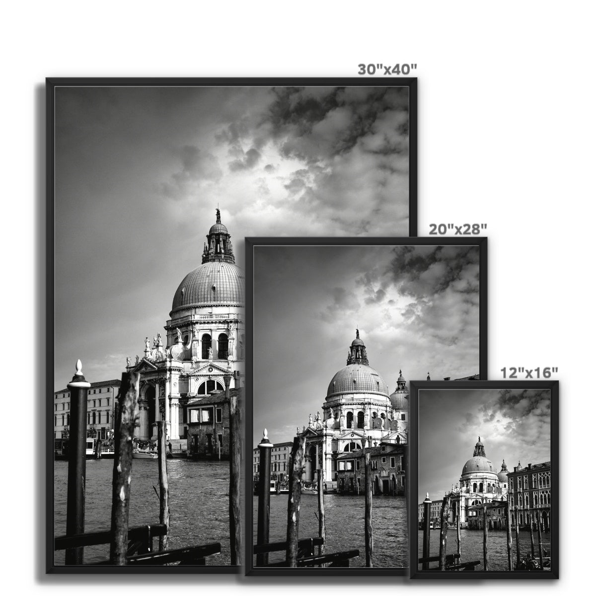 Venice Basilica B&W Framed Canvas