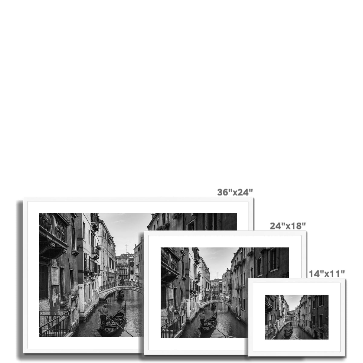 Venice Canals B&W Framed & Mounted Print