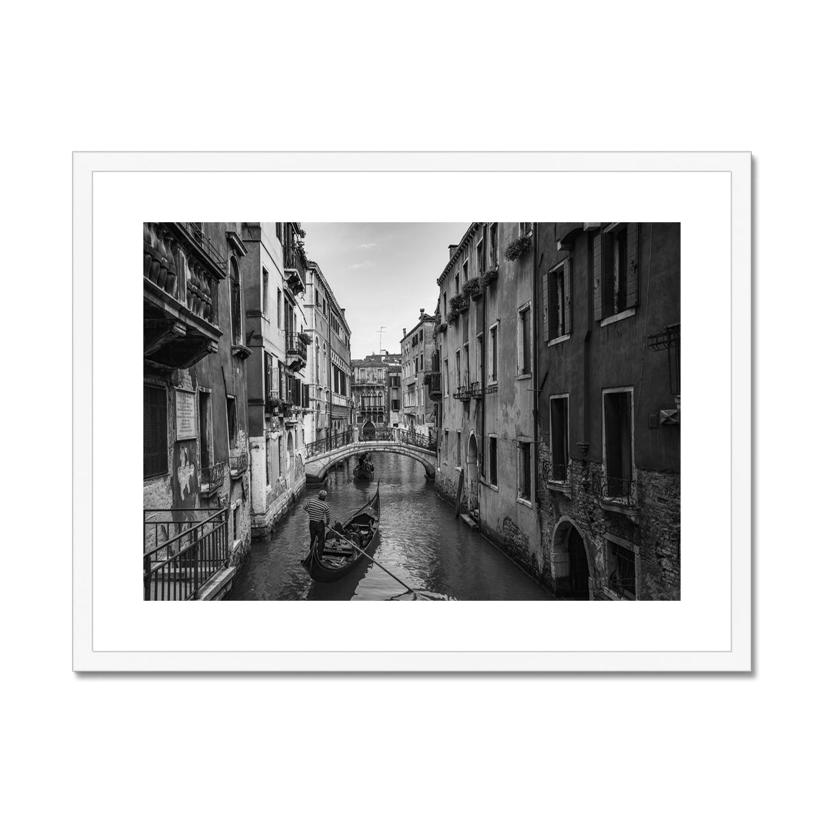 Venice Canals B&W Framed & Mounted Print