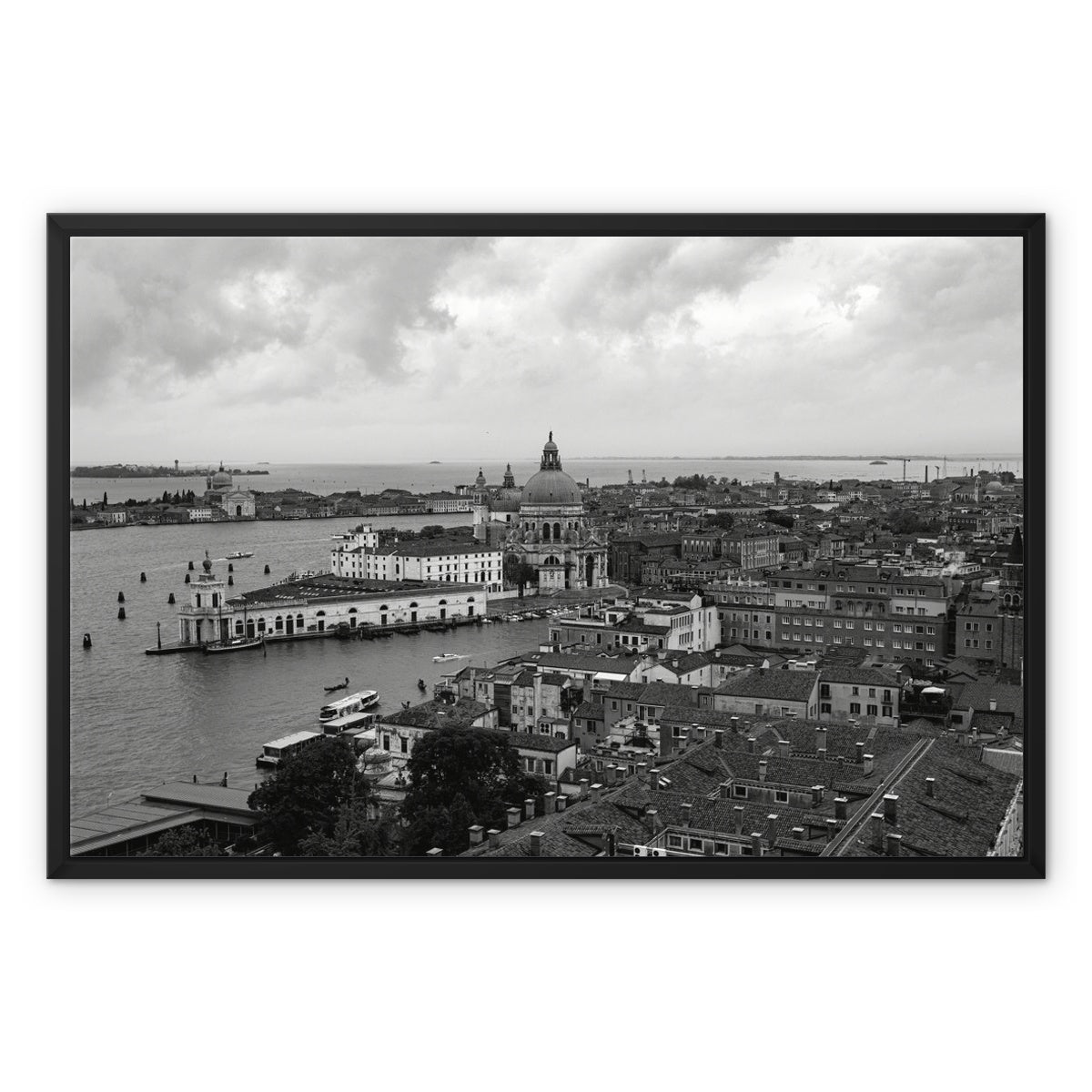 Venice Views B&W Framed Canvas