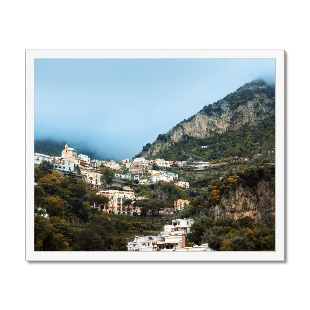 Positano Clouds Framed Print