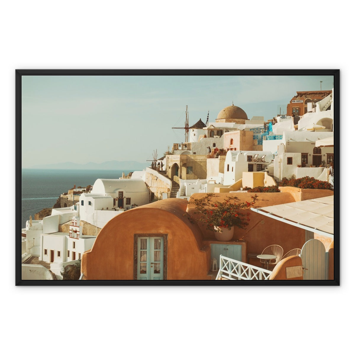 Santorini Architecture Framed Canvas