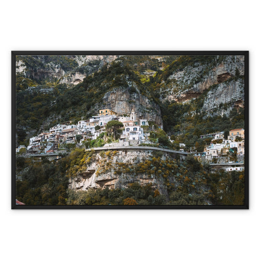 Positano Cliffs Framed Canvas