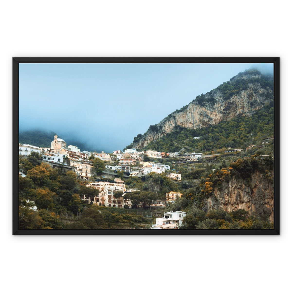 Positano Clouds Framed Canvas