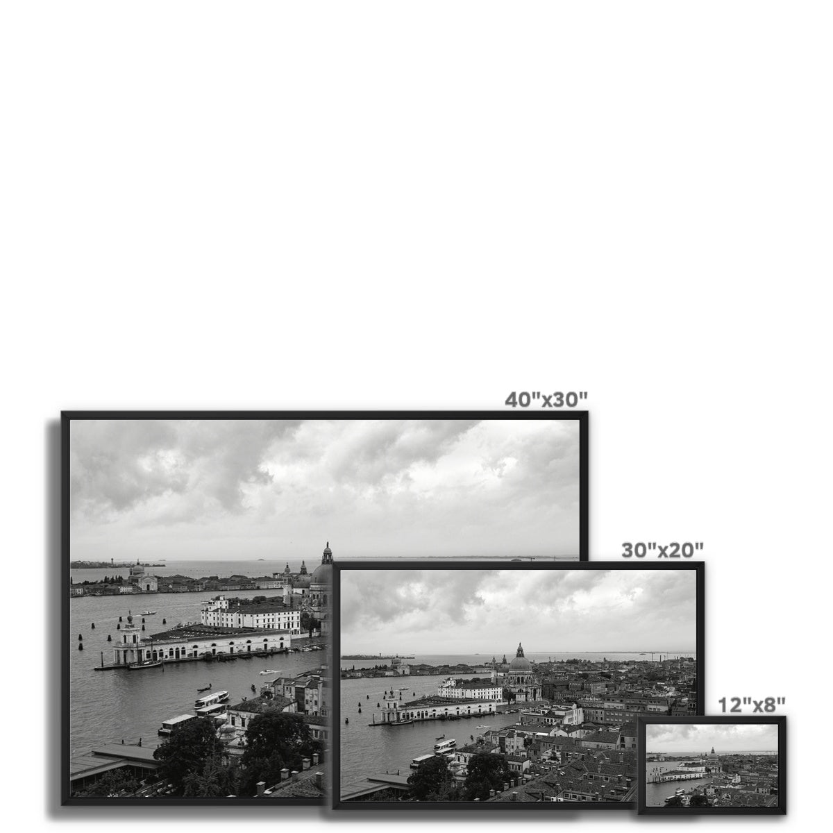Venice Views B&W Framed Canvas