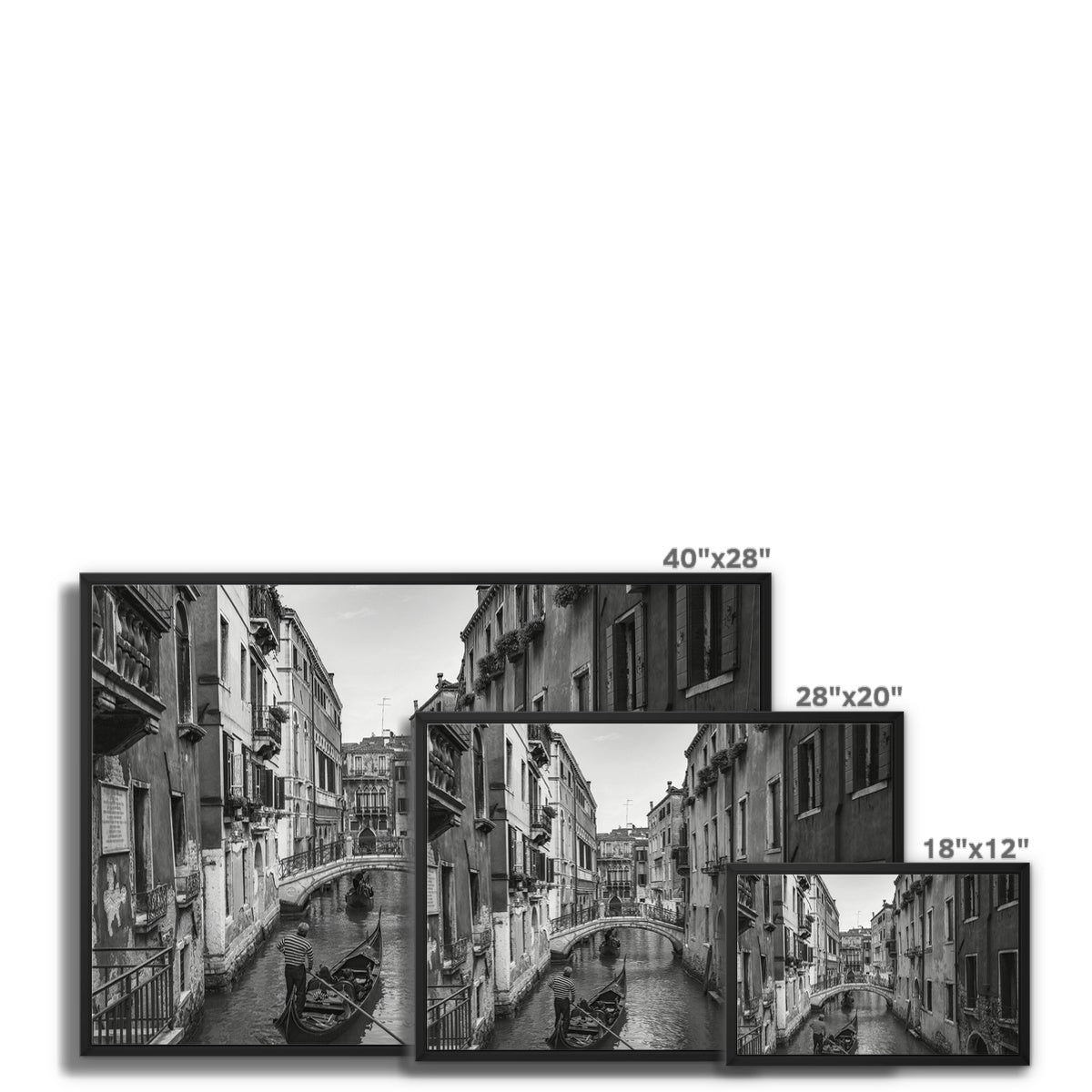Venice Canals B&W Framed Canvas