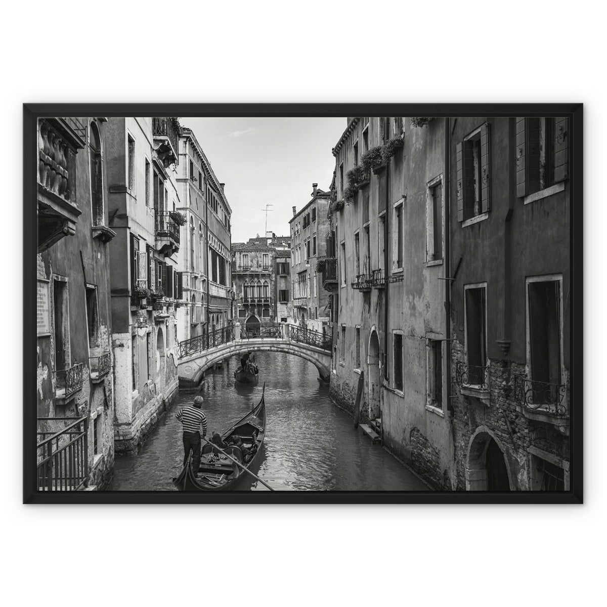 Venice Canals B&W Framed Canvas