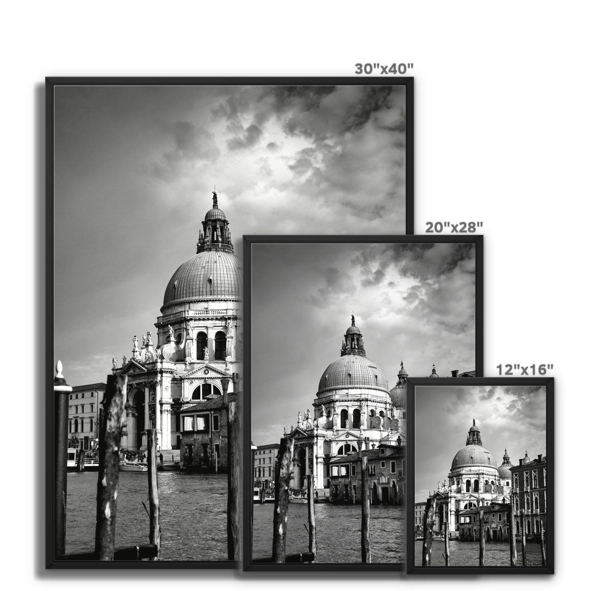 Venice Basilica B&W Framed Canvas
