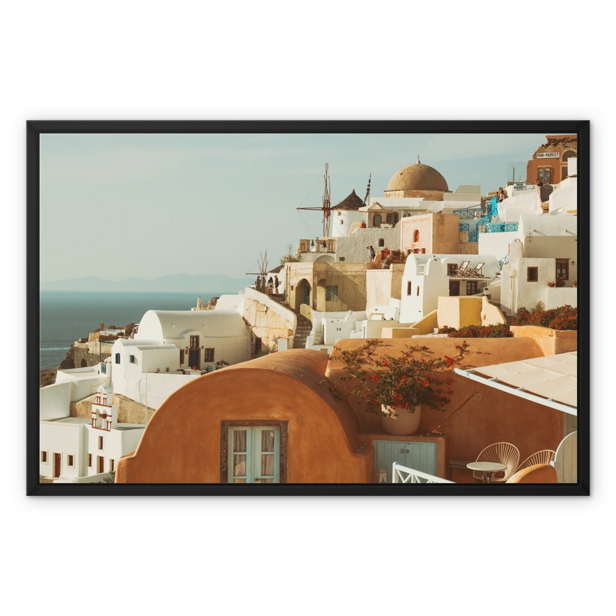 Santorini Architecture Framed Canvas