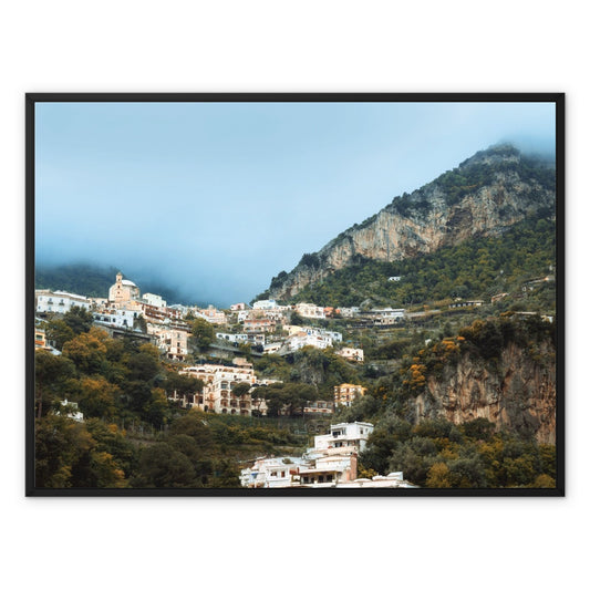 Positano Clouds Framed Canvas